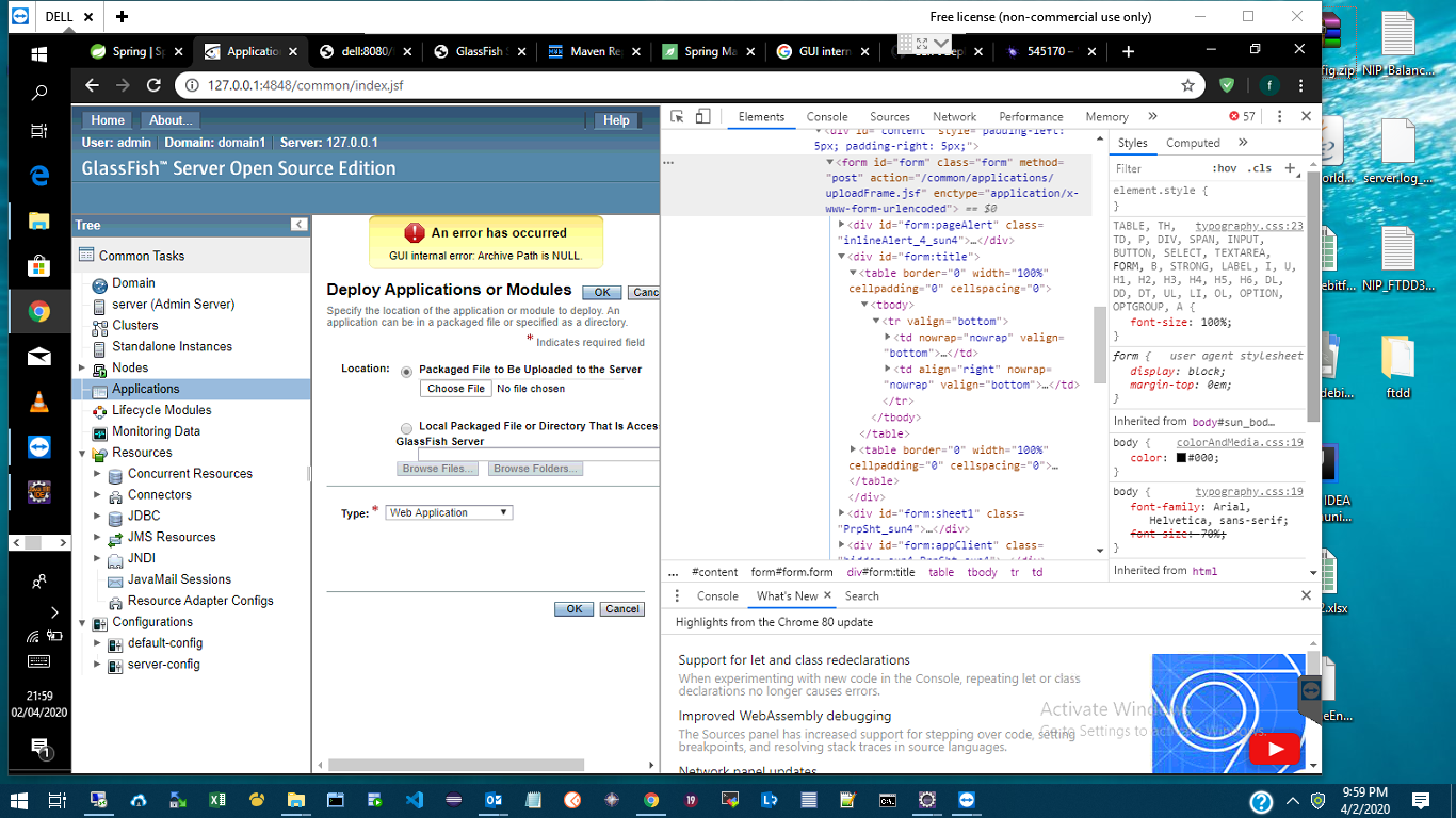 Can´t deploy applications from Web Console [deploy origPath is NULL ...