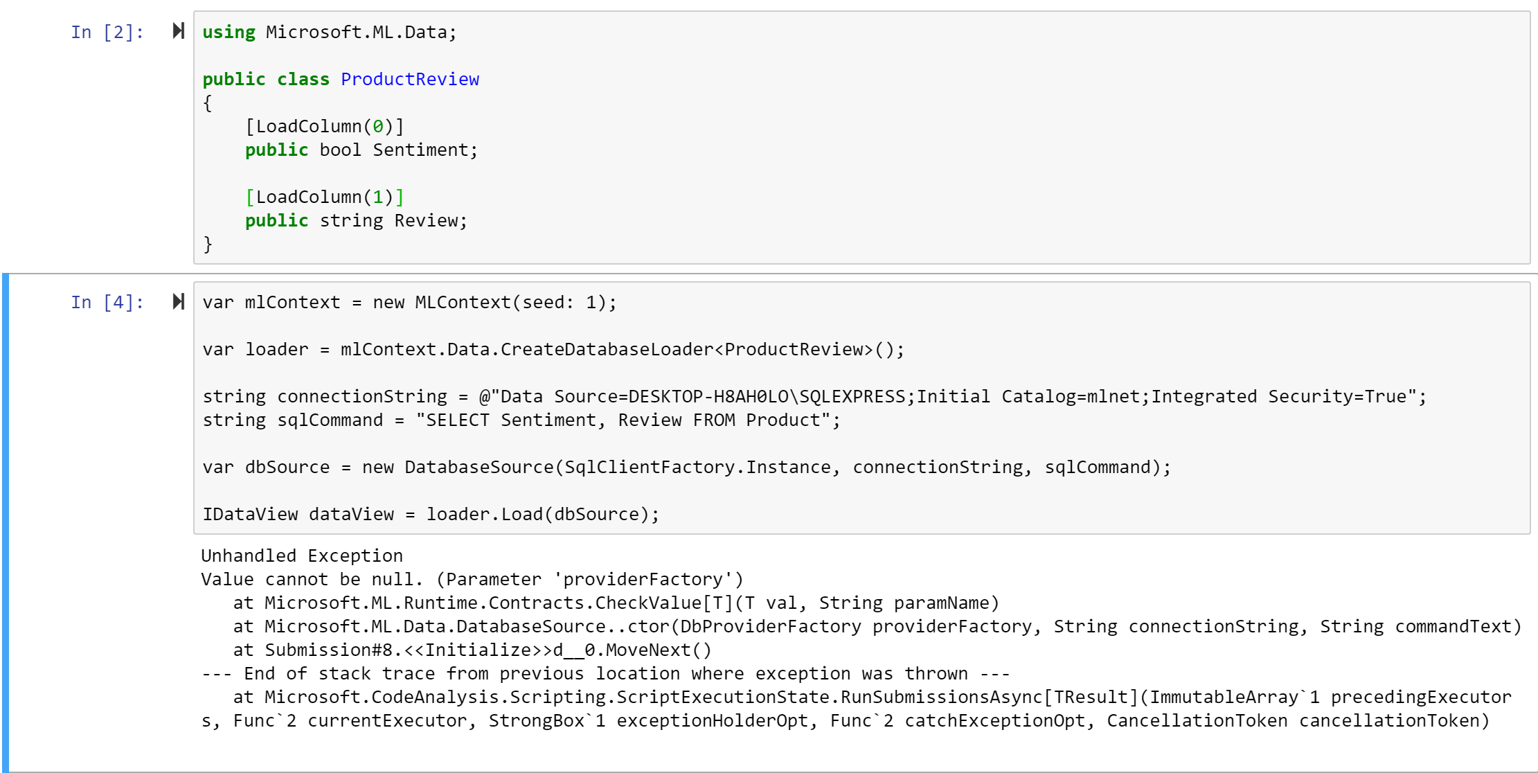 ProviderFactory is null when using DatabaseLoader in Jupyter · Issue ...