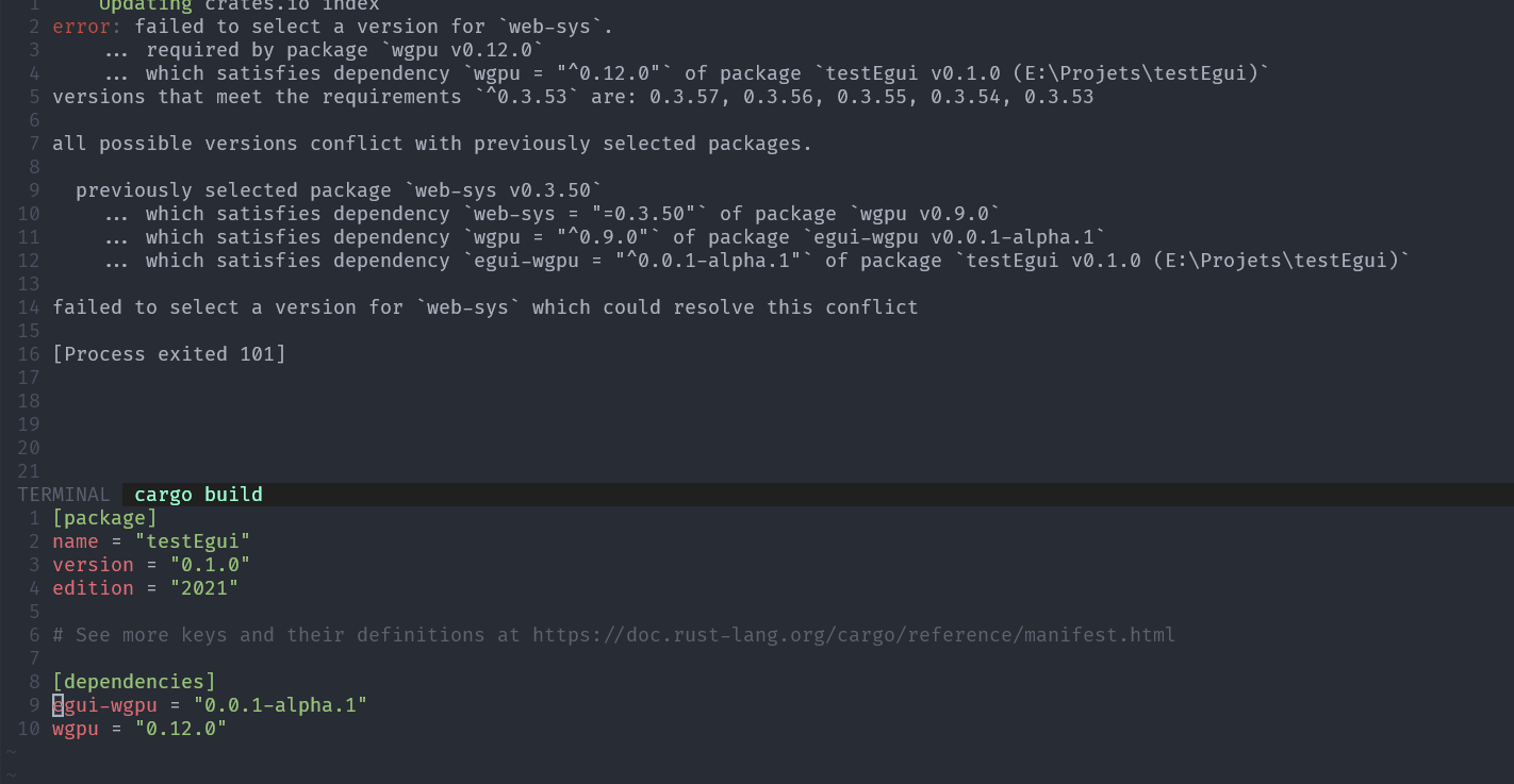 Conflicts with web-sys when trying to use egui-wgpu with wgpu 0.12 ...