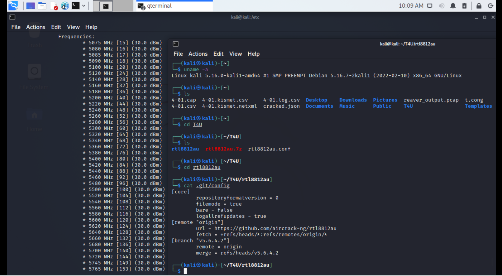 Driver Problem on using 5GHz bands including 1140 165 on my Kali Linux