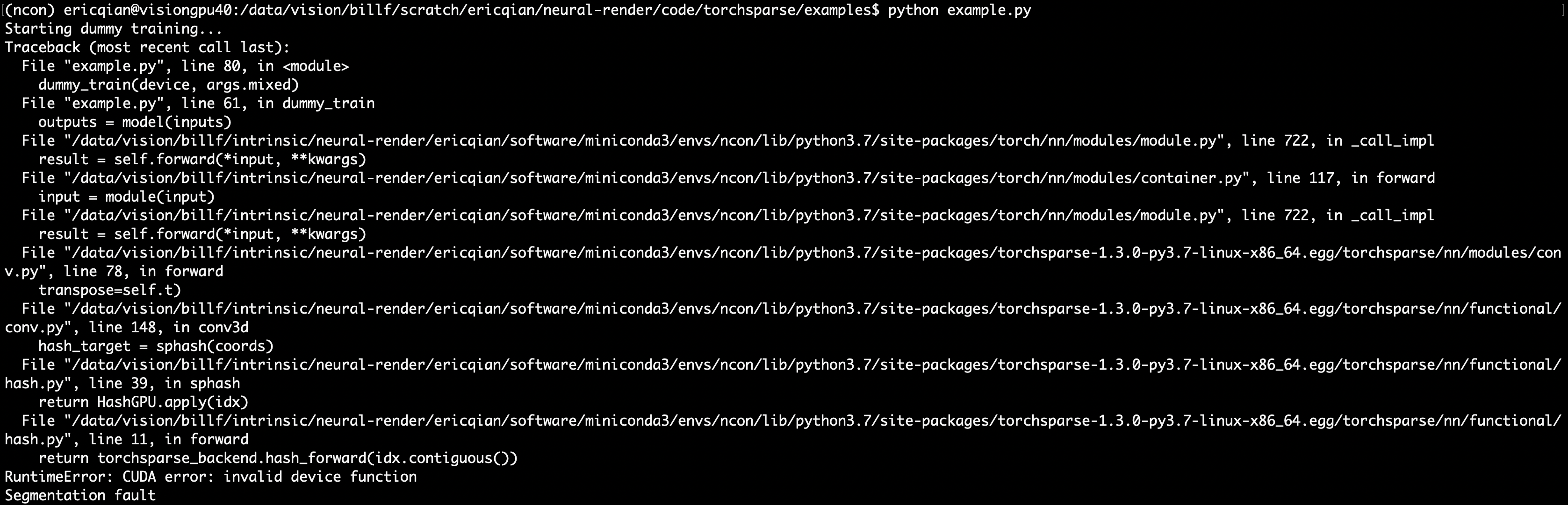 Invalid Device Function in Example · Issue 79 · mithanlab