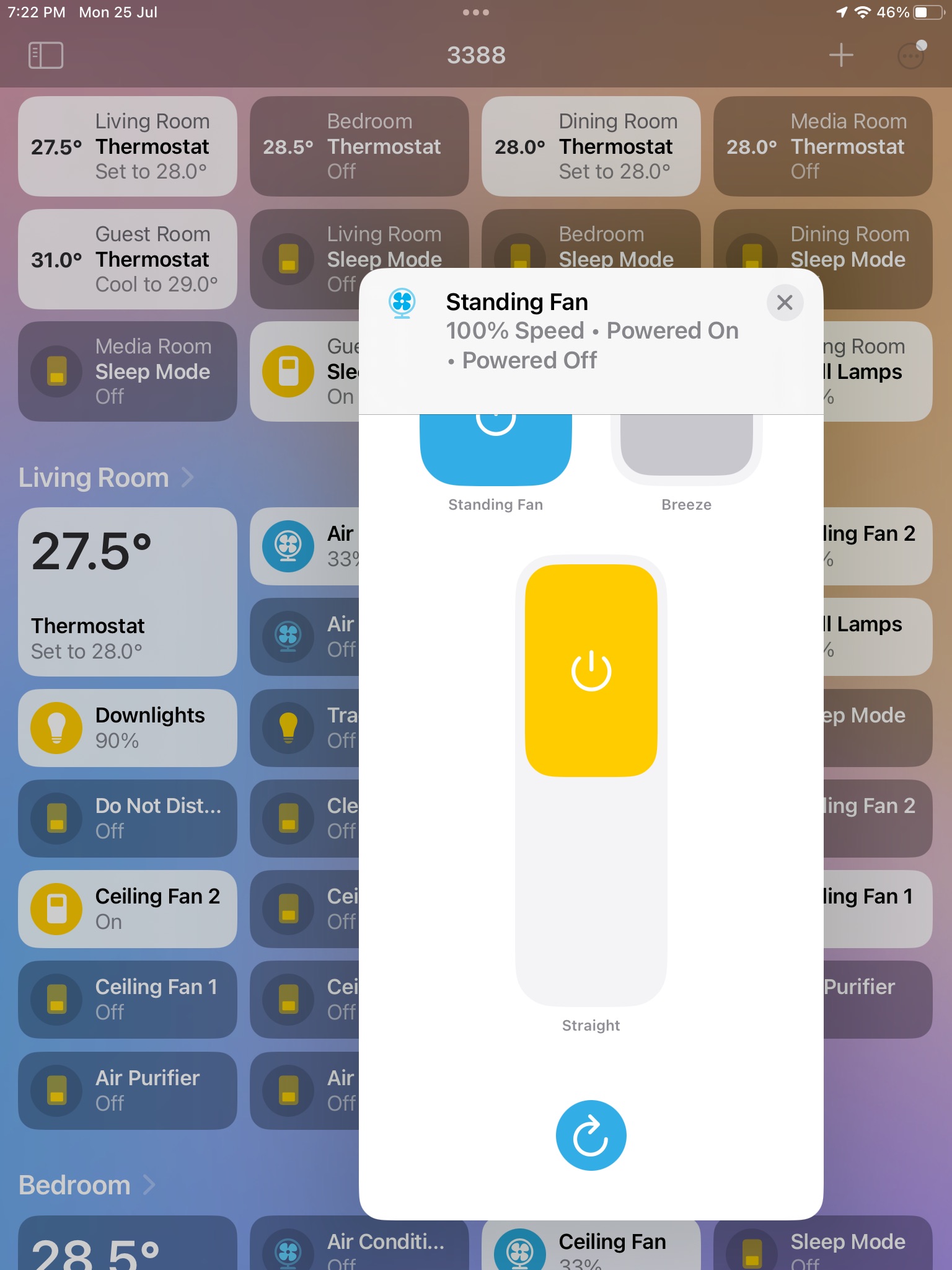 Homekit fan with oscillation direction toggle lacks oscillation toggle