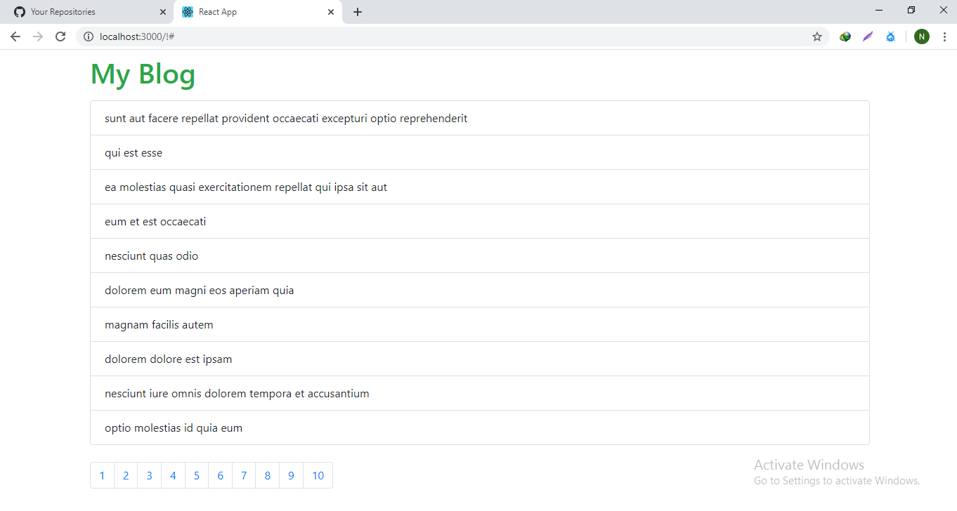 GitHub Harshit25/Pagination pagination in react app using react hooks