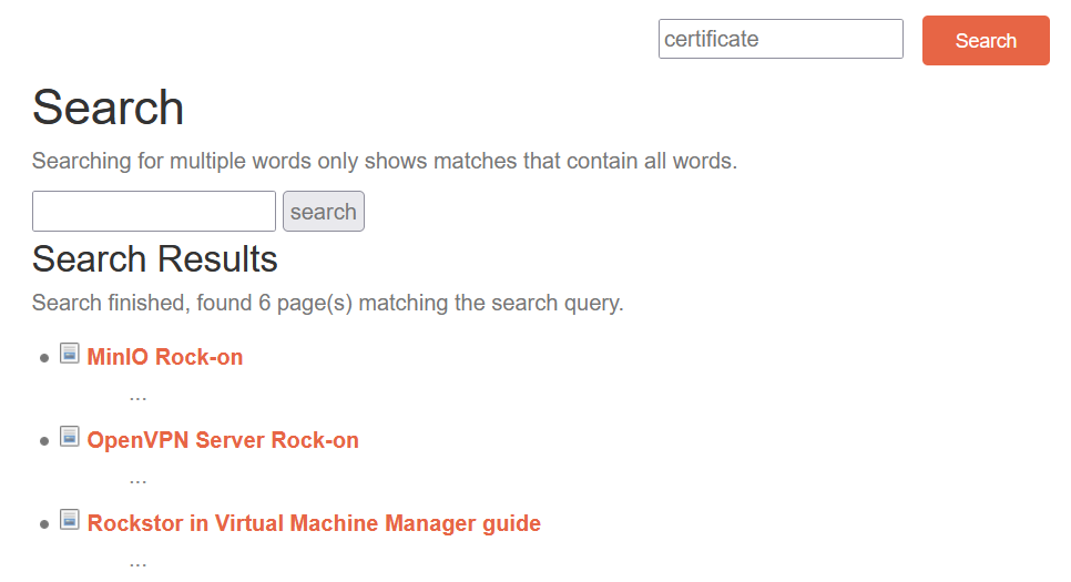 Search results don't display matched contents · Issue #289 · rockstor ...