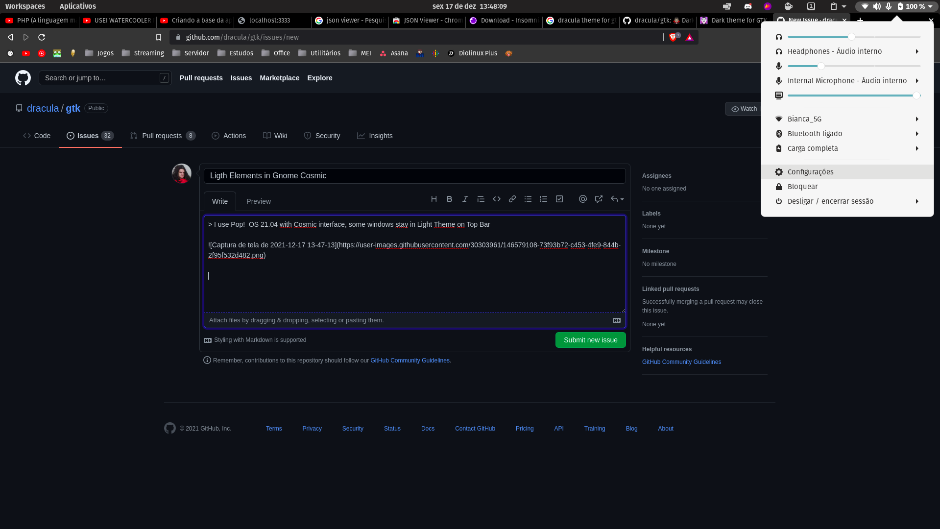 Ligth Elements in Gnome Cosmic · Issue #162 · dracula/gtk · GitHub