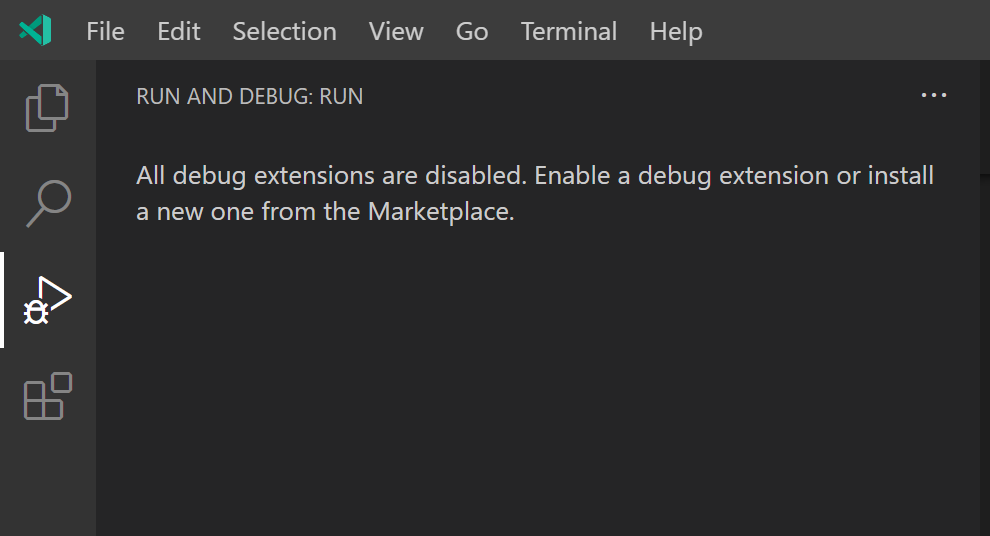 Show helpful message in Debug Welcome View if no debuggers are ...