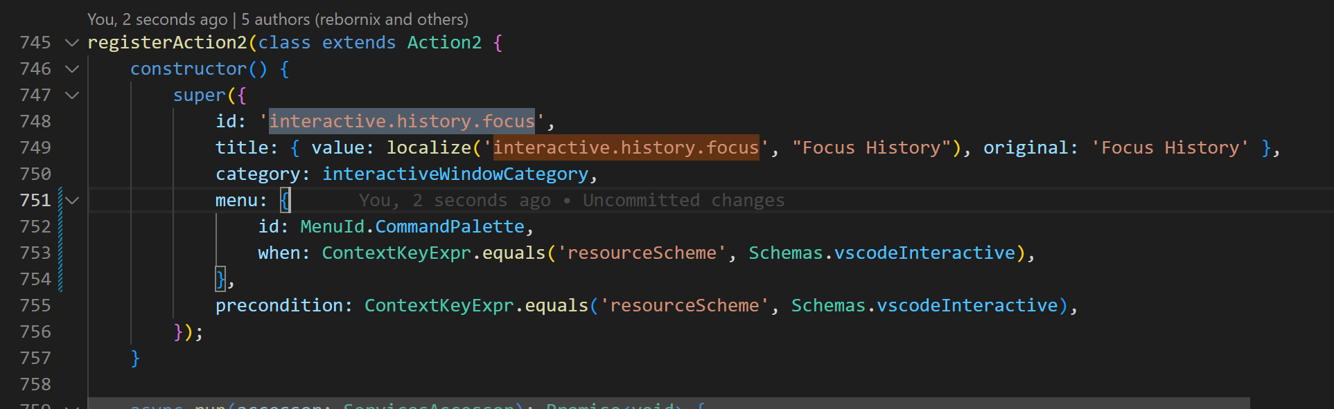 Interactive window: interactive.history.focus should use when clause ...
