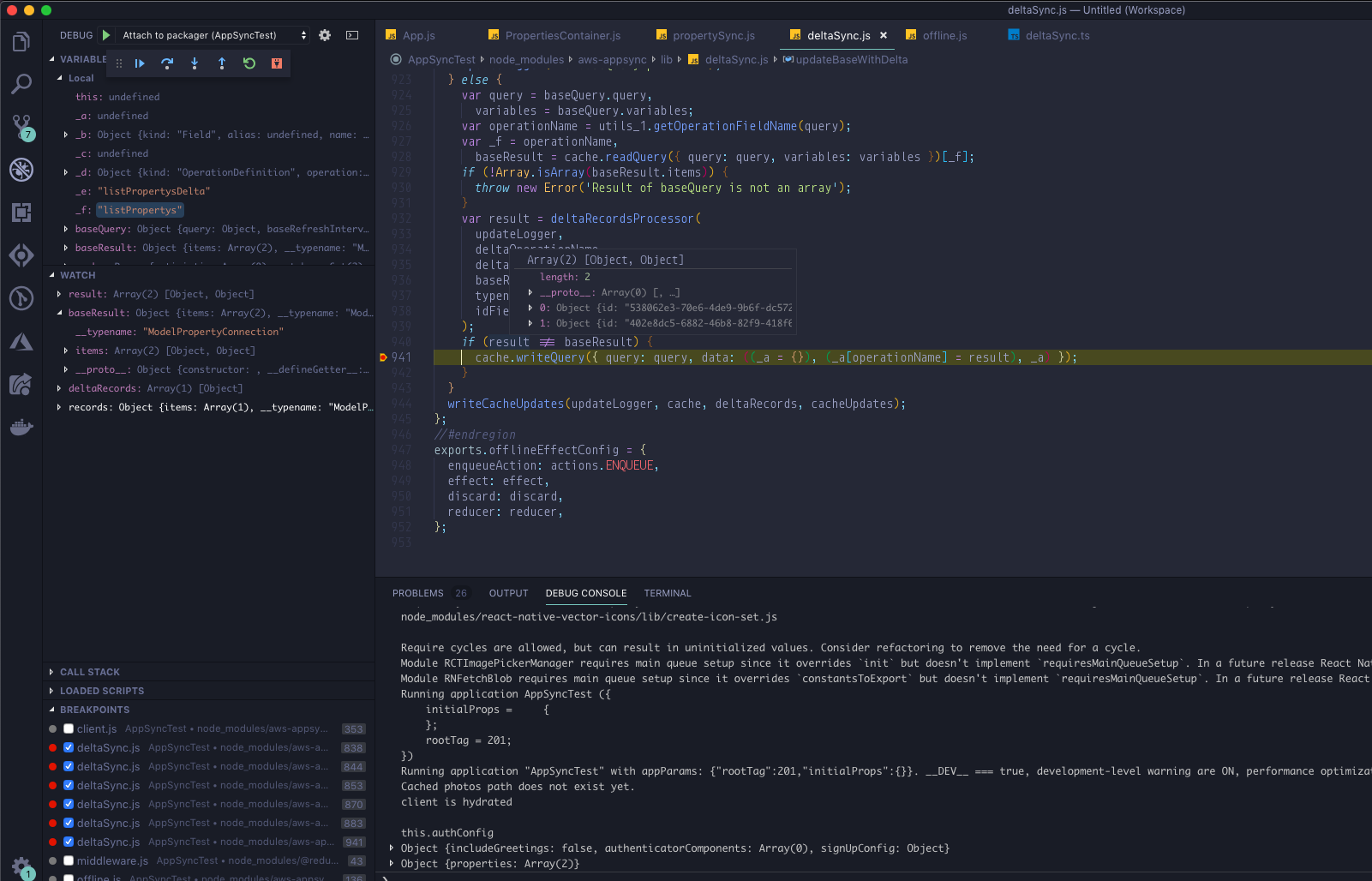Deltasync Errors With Modelconnections Issue 374 Awslabs Aws Mobile Appsync Sdk Js Github