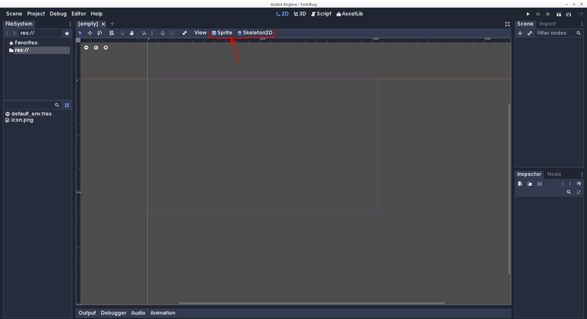 Invalid buttons for Sprite and Skeleton2D in empty project · Issue ...