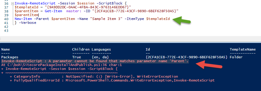 Invoke-RemoteScript : A parameter cannot be found that matches ...