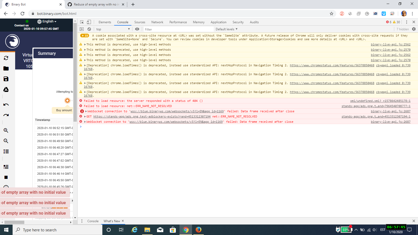 Reduce of empty array with no initial value · Issue #2313 · binary-com ...