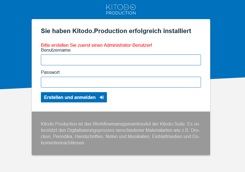 Asks to create first user