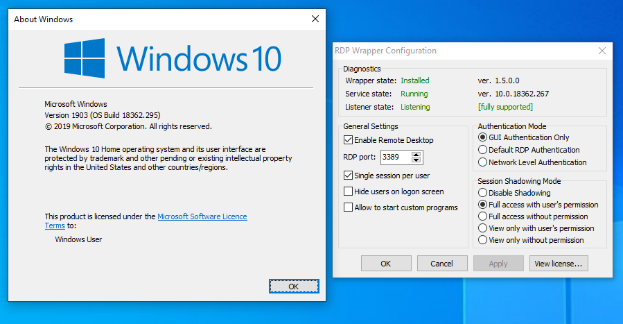 Listener Not Supported For Win 10 Pro Ver 1803 Build 950 Issue 864 Stascorp Rdpwrap Github
