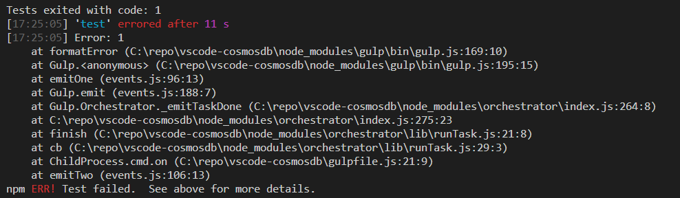 testing with gulp outputs useless error messages · Issue #932 ...