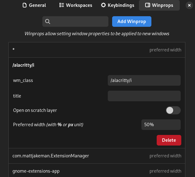 Allow regular expressions in window rules · Issue 653 · paperwm