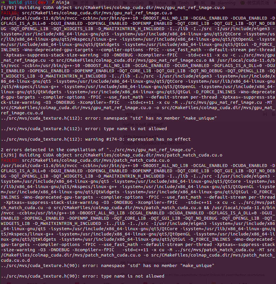 compile error with make_unique · Issue #1878 · colmap/colmap · GitHub
