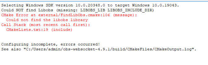 Building on Windows not working · Issue #927 · obsproject/obs-websocket ...