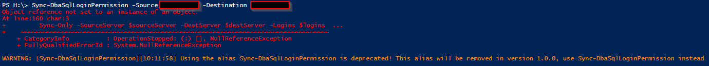 Sync-DbaSqlLoginPermission Error · Issue #1909 · dataplat/dbatools · GitHub