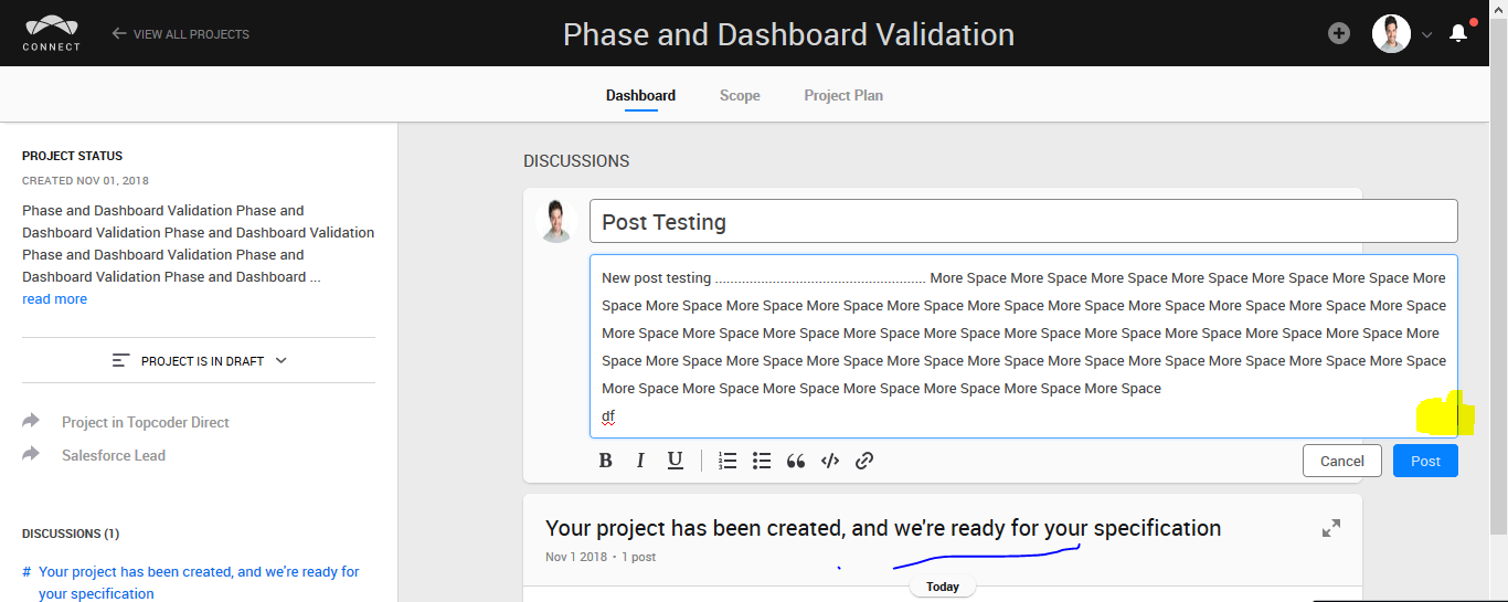new post form moving out of the box