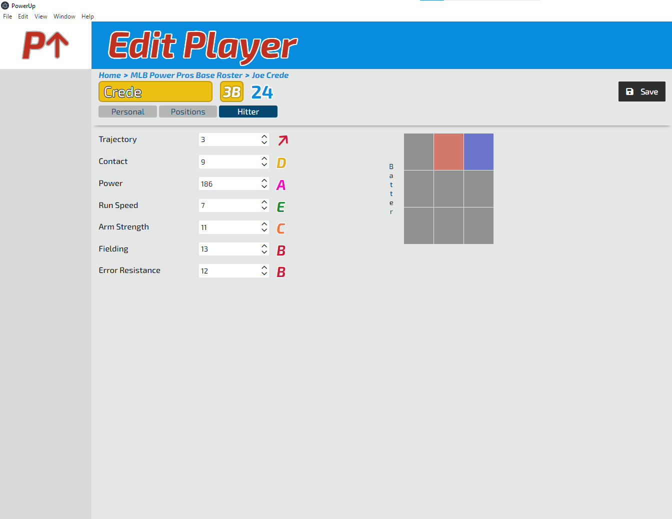 Player Editor - Hitter