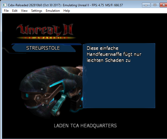 2017-11-01 12_23_29-cxbx-reloaded 262810b8 oct 30 2017 _ emulating unreal ii - fps_ 4 75 ms_f_ 66