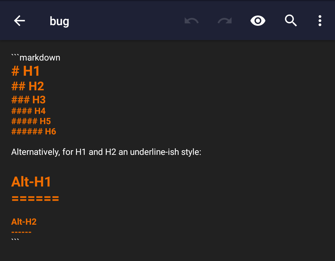 Empty display preview for some syntax highlighting markdown text in ...