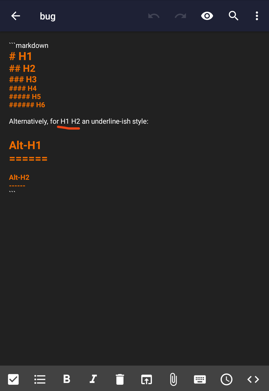 Empty display preview for some syntax highlighting markdown text in ...