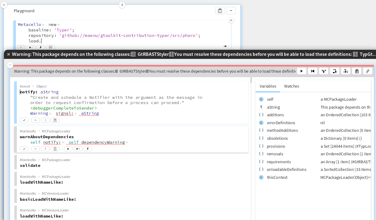 Error while installing · Issue #1 · maenu/gtoolkit-contribution-typer ...