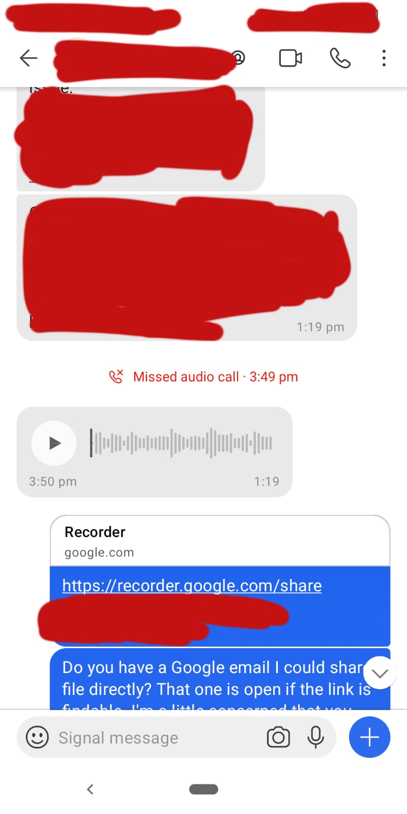In chat with new contact, messages progressively disappeared then later