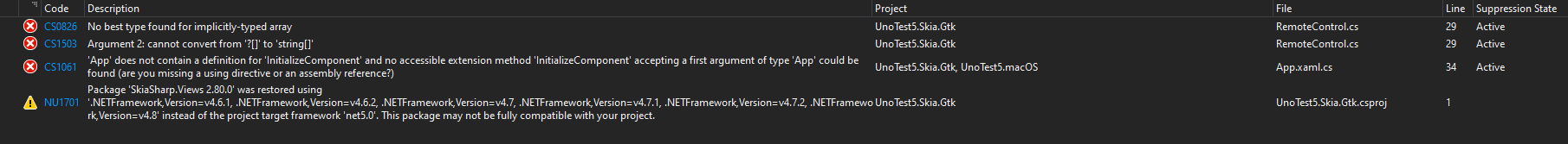 Trouble getting rid of build errors and warnings in template · Issue ...
