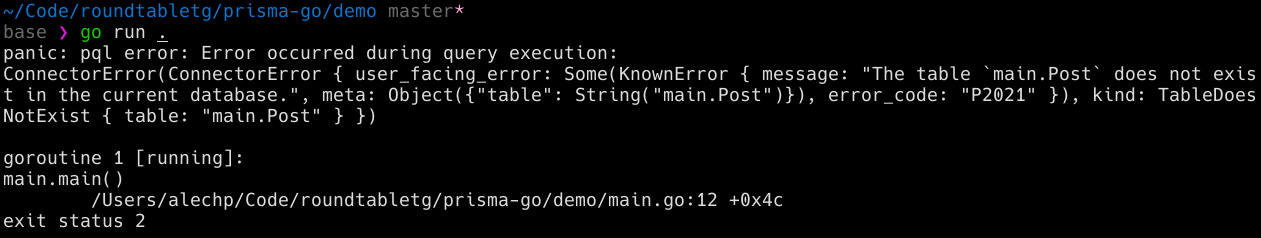 Quickstart errors · Issue #475 · steebchen/prisma-client-go · GitHub