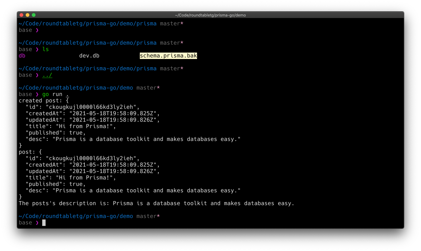 Quickstart fails - main.Post does not exist in the current database ...