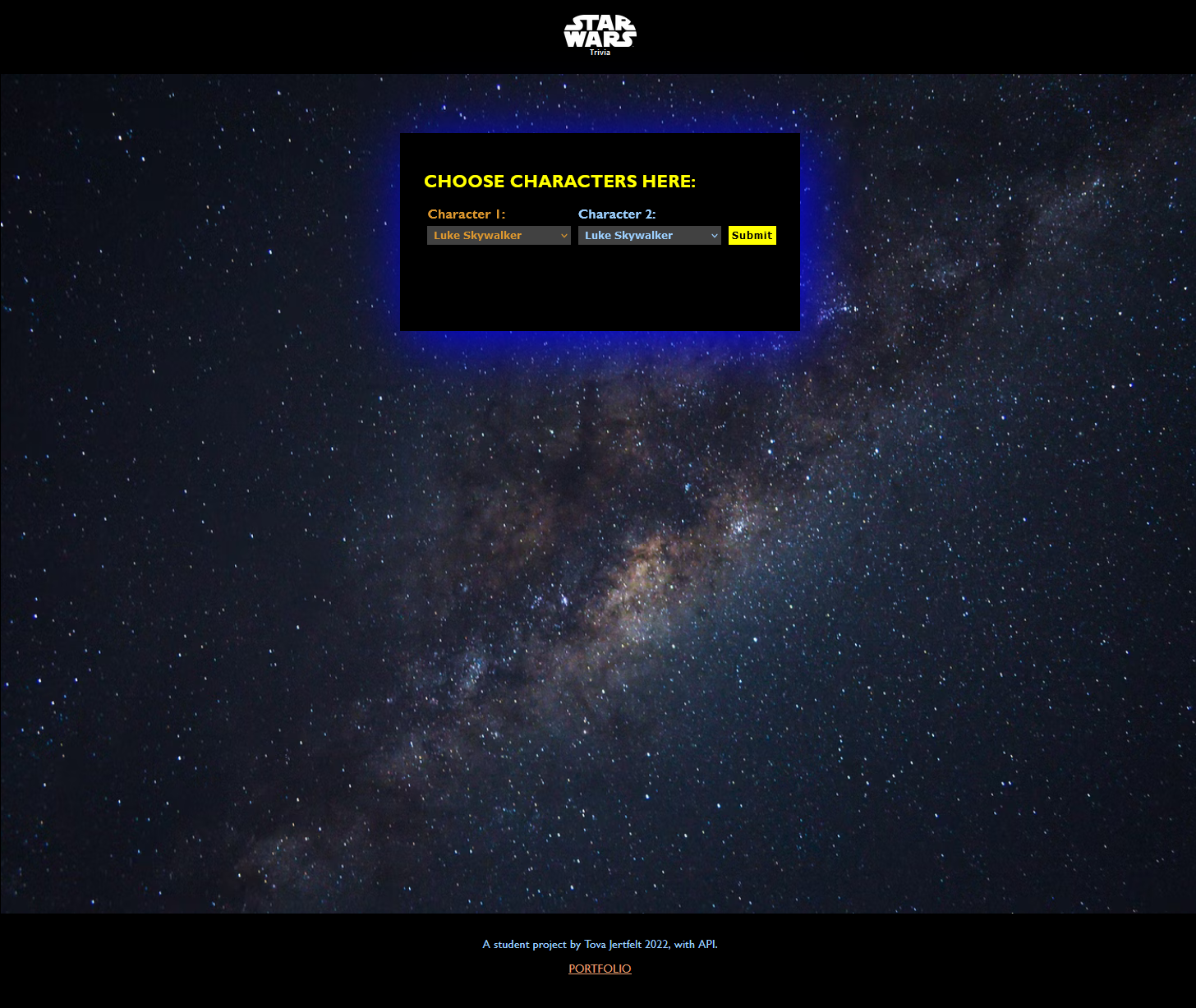 GitHub - jertfelt/starwars-api: Javascript: Fetch API and compare the ...
