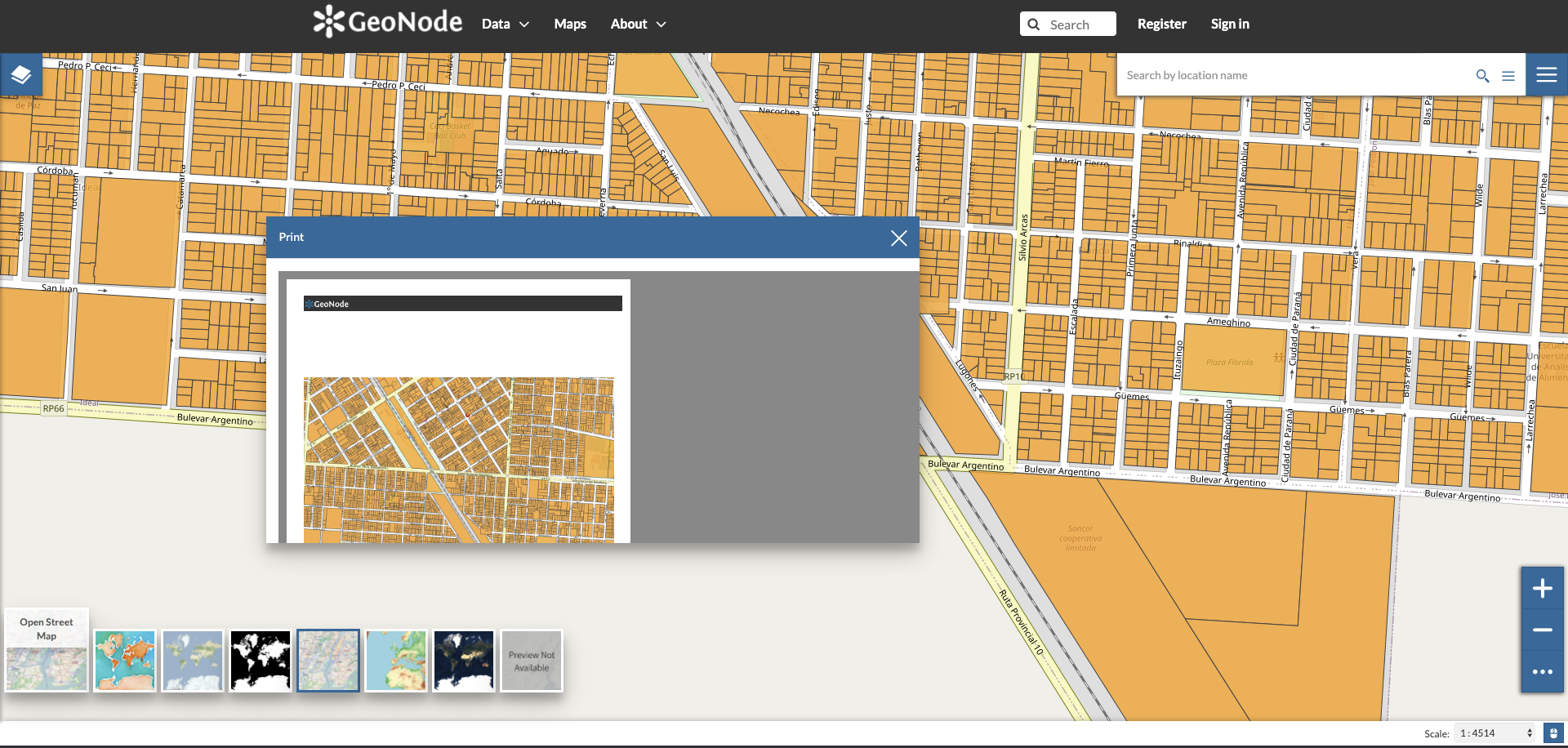 Geonode 3.0 print map error: Error on printing: Error while generating ...