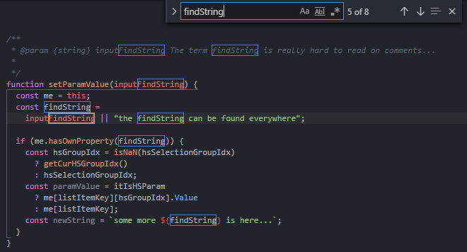 New "colorCustomizations" options "editor.findMatchForeground ...