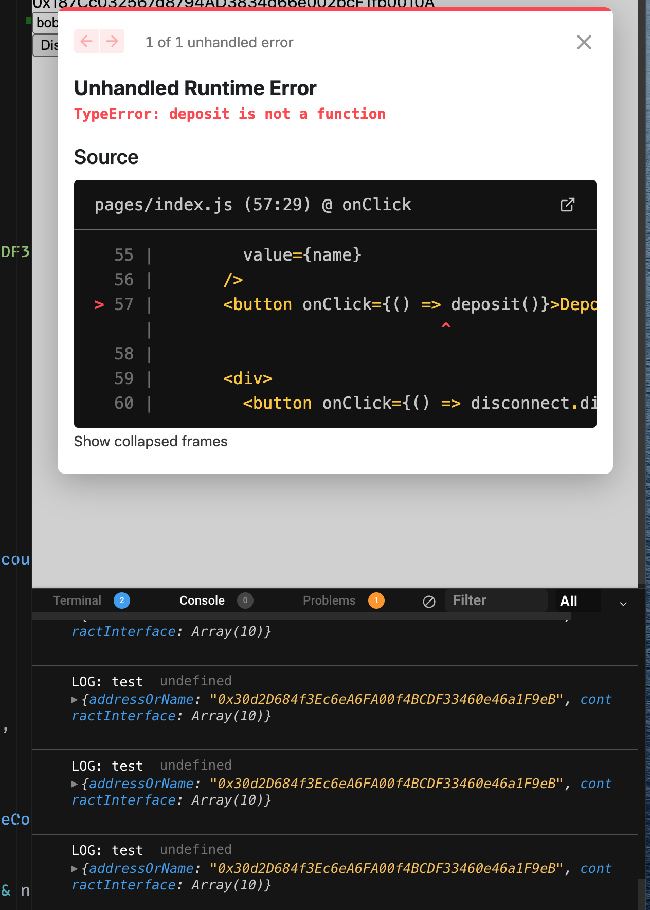 usePrepareContractWrite status is idle then error, no error message ...