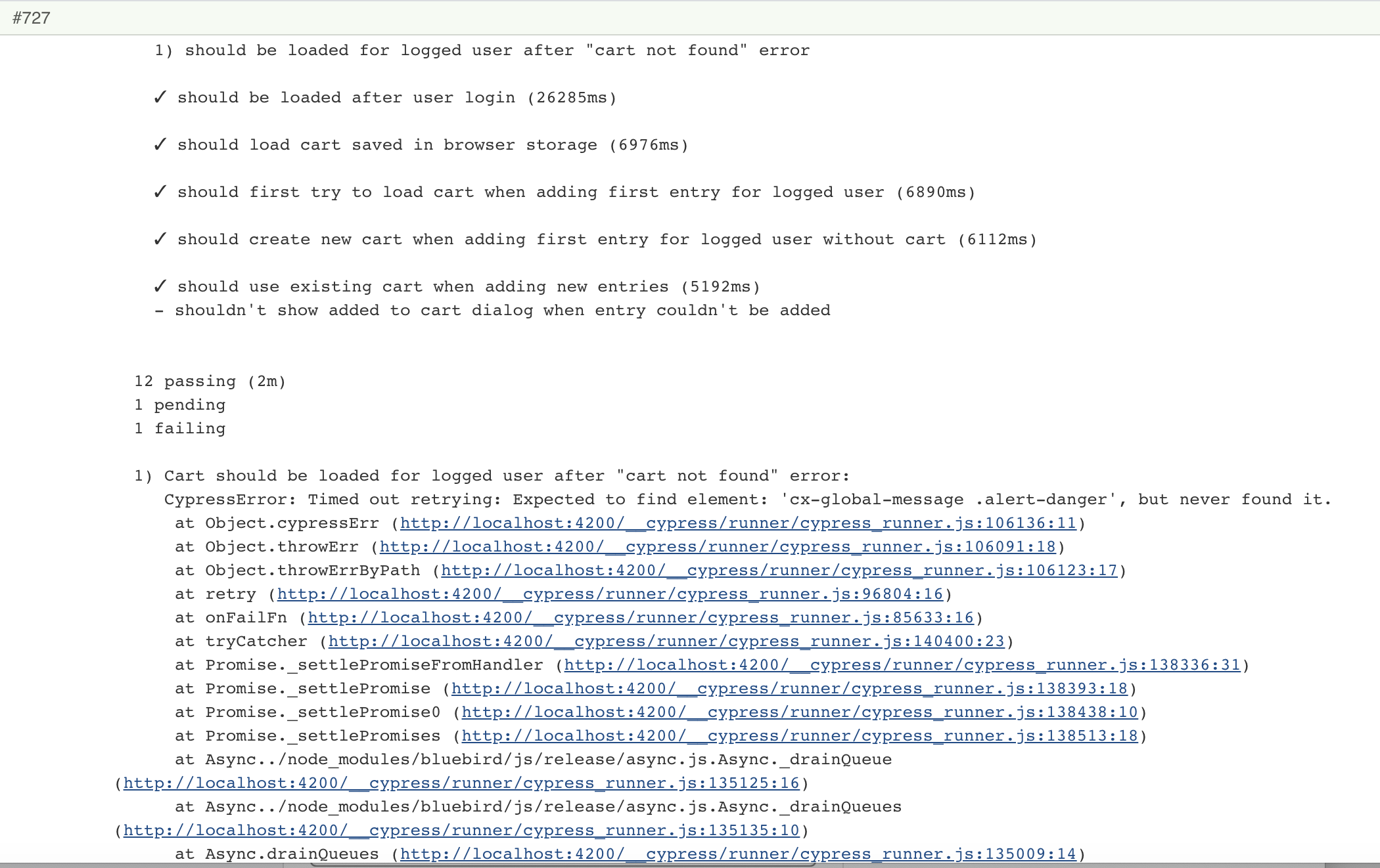 cart e2e tests failing due to global message not appearing · Issue ...