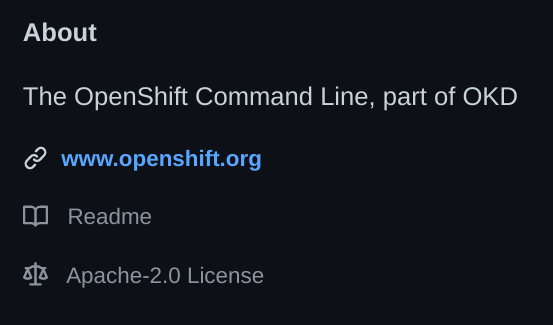 Repo "About" section broken link · Issue #959 · openshift/oc · GitHub