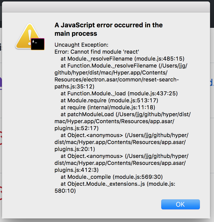 "yarn run dist" produces an invalid binary on mac with latest canary