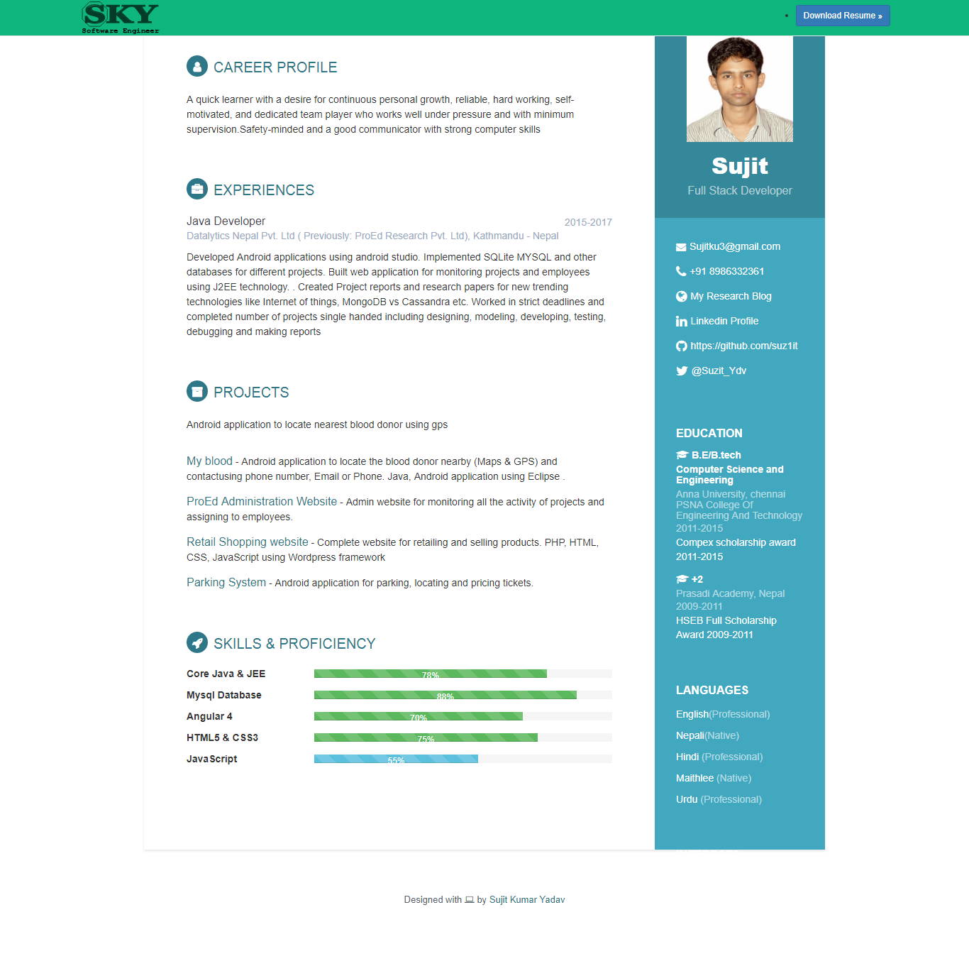 GitHub - suz1it/Resume_Using_MEAN: HTML, CSS and Bootstrap knowledge ...