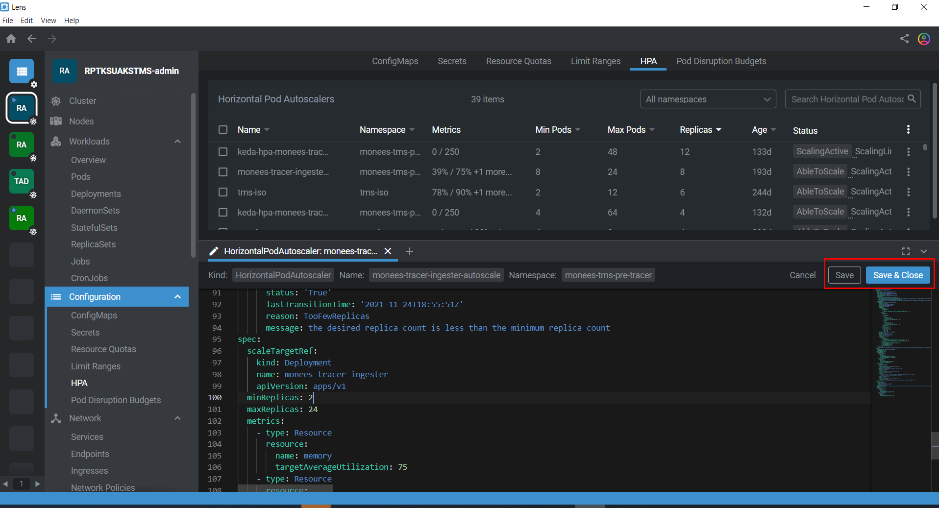 "TypeError Cannot read property 'type' of undefined" in HPA page after Edit and Save HPA yaml