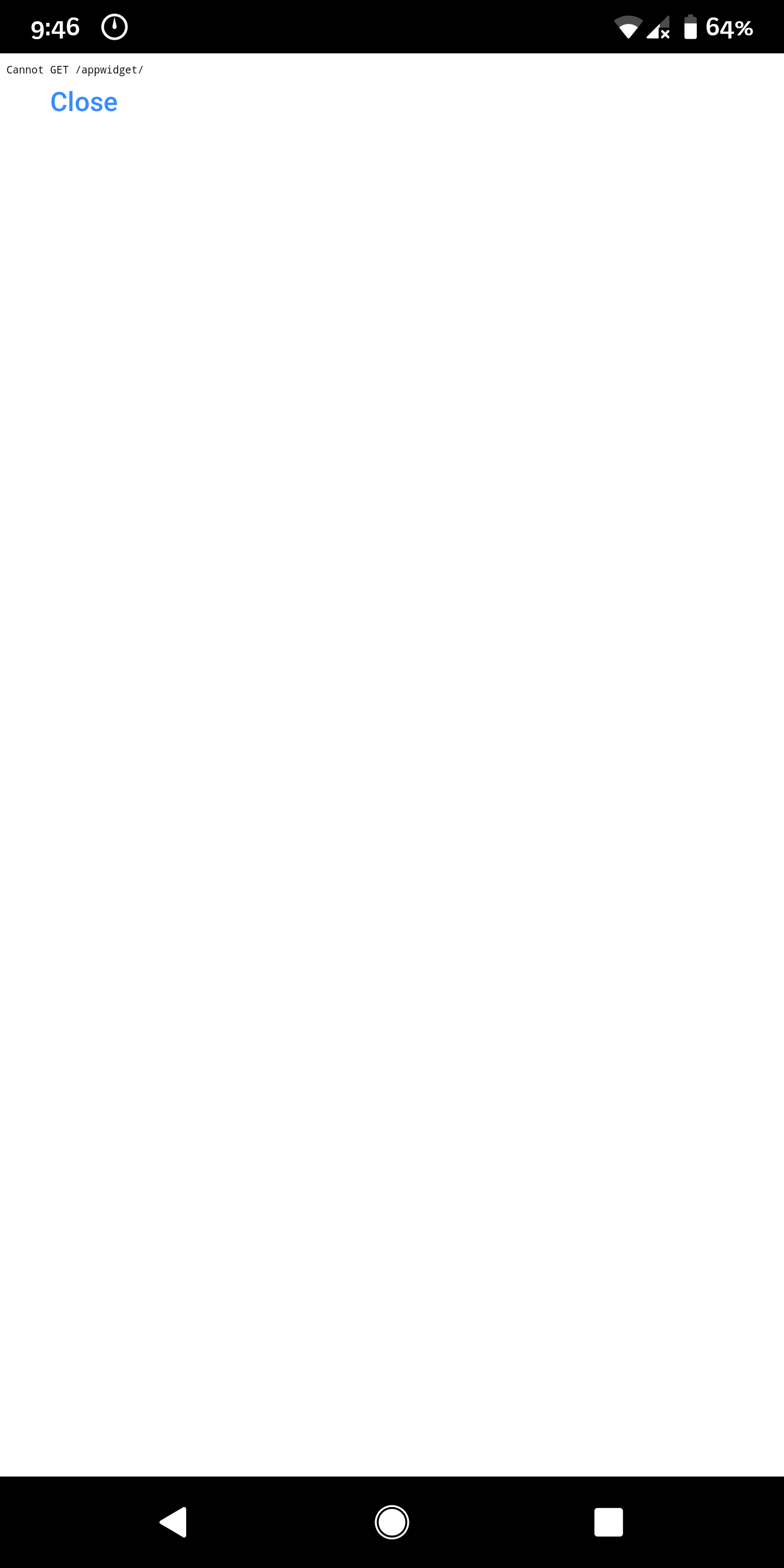 Invoking the in app feedback UI returns a blank page (Cannot GET ...