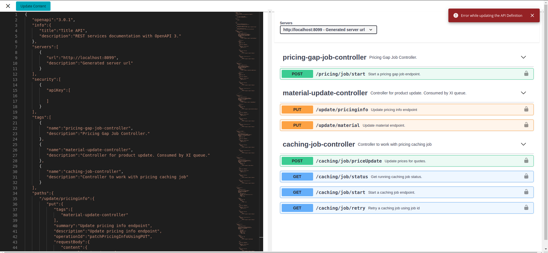 Need a detailed error message in UI when updating an invalid API ...