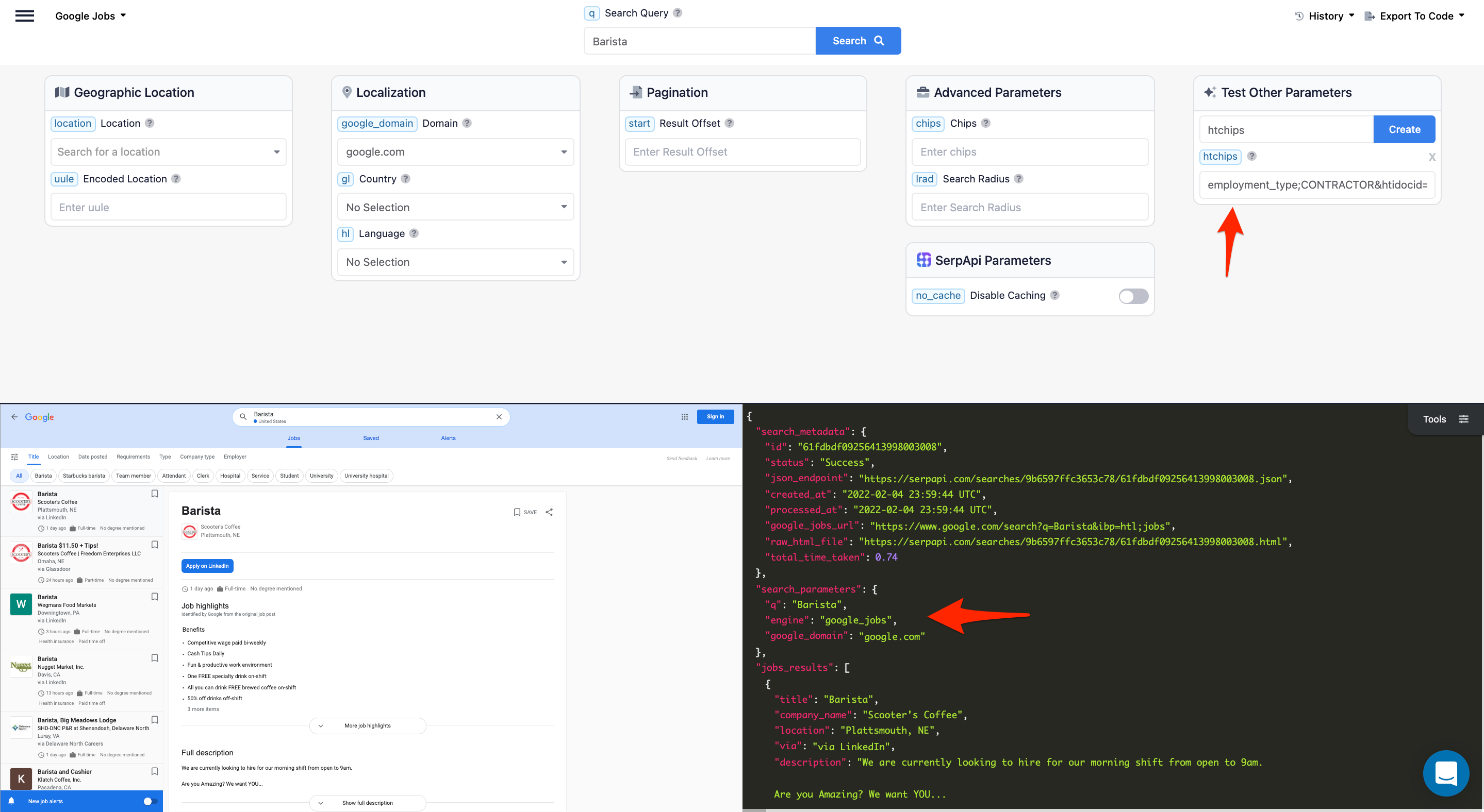 [Google Jobs API] Update `chips` parameter to `htchips` · Issue 11