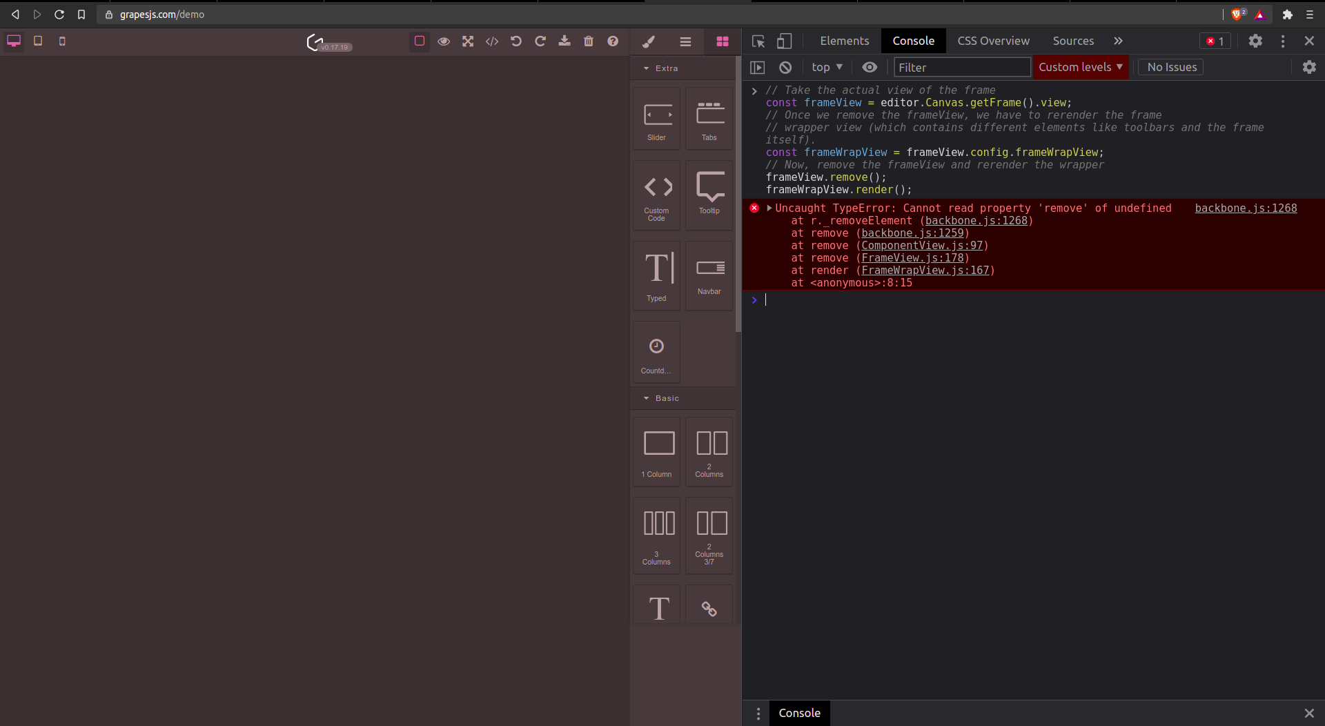 BUG Unable to refresh the iframe · Issue 3564 · GrapesJS/grapesjs