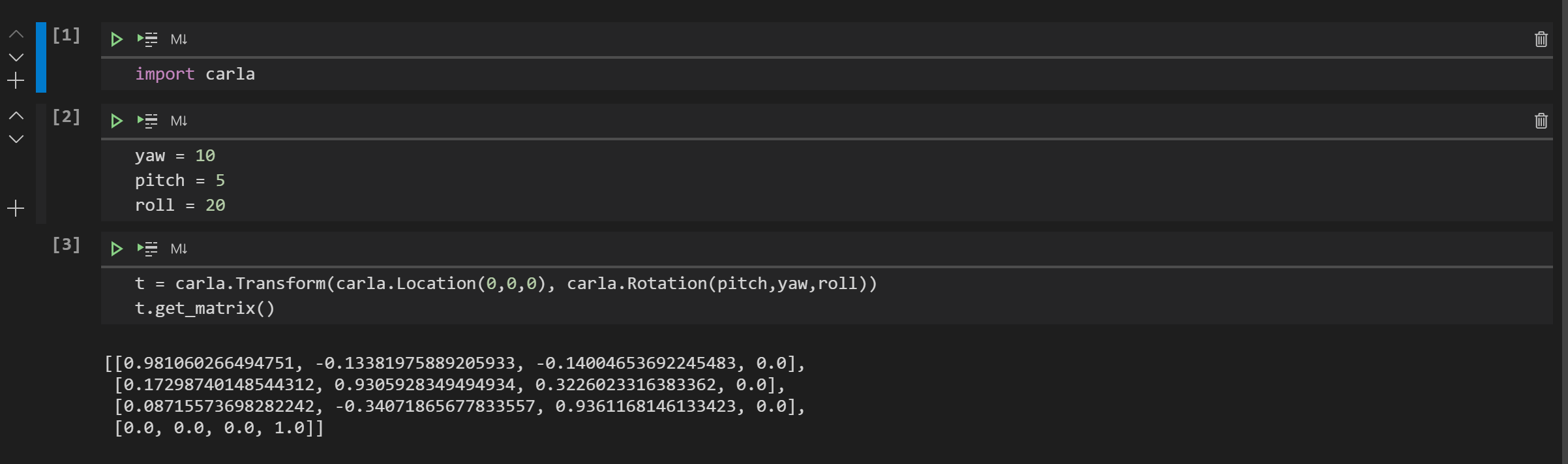 Carla transformation matrix from roll,pitch,yaw · Issue 2516 · carla