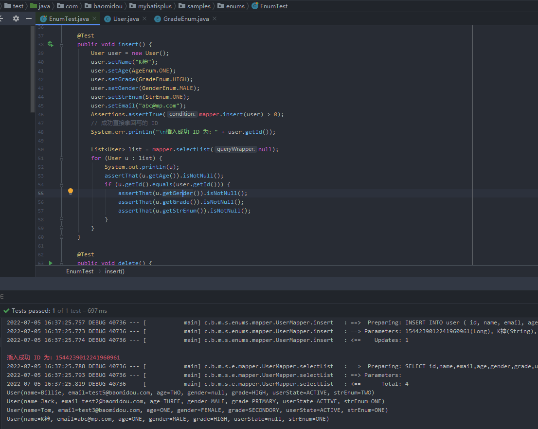 枚举跟文档说的不匹配，文档说数据库存的是code · Issue #4634 · baomidou/mybatis-plus · GitHub