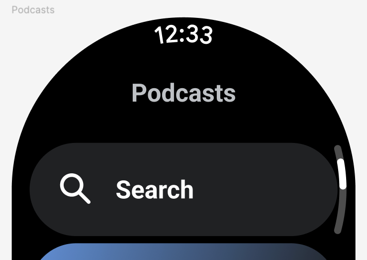 Add search to the podcasts list on the Watch app. · Issue 1010