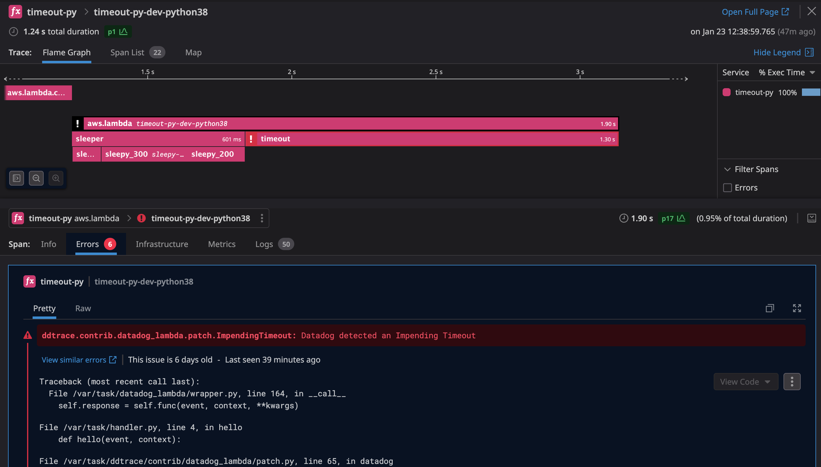 feat(datadog_lambda) add timeout spans support for datadog