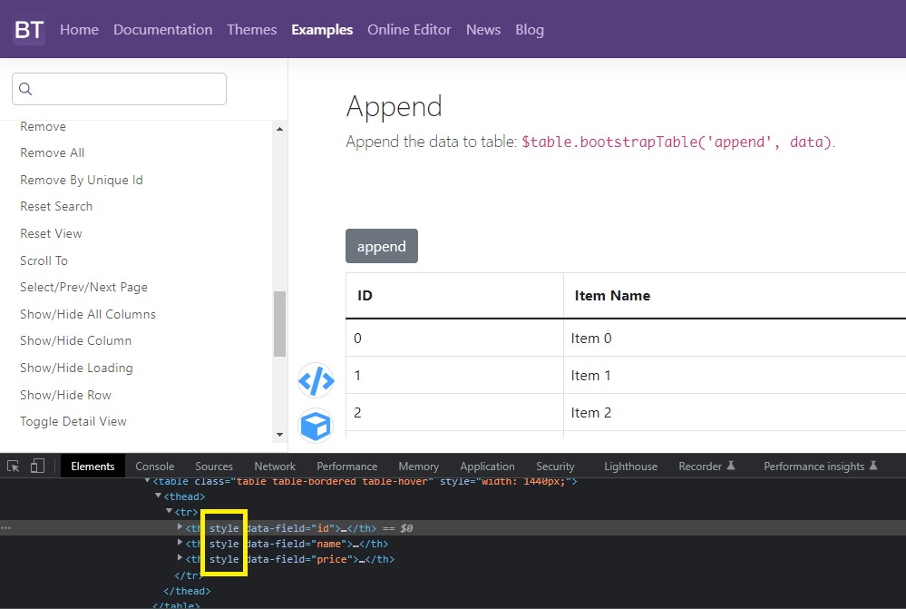 CSP Violations - bootstrapTable() function adds empty style element to ...